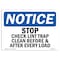 Signmission OSHA Notice, 5" Height, Stop Check Lint Trap Clean Before & After Sign, 7" X 5", Landscape OS-NS-D-57-L-18473 - alternate 1